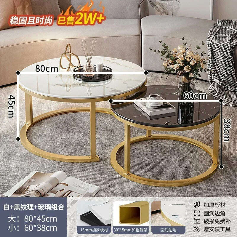 KIMLUD, Legs Gold Design Coffee Tables Decoration Organizer Marble Extendable Coffee Table Standing Floor Table Basse Office Furniture, 80cm And 60cm 4, KIMLUD APPAREL - Womens Clothes