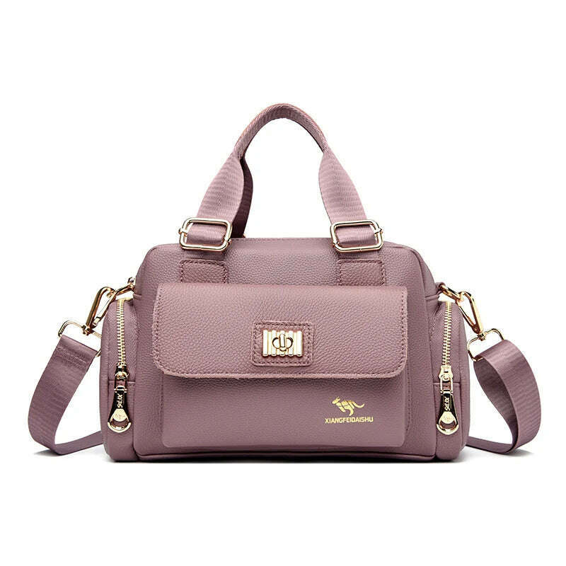 KIMLUD, Leisure Brand Handbag High Quality Women's Shoulder Bags Fashion Designer Large Capacity Soft Leather Locomotive Bag Sac A Main, Purple, KIMLUD Womens Clothes