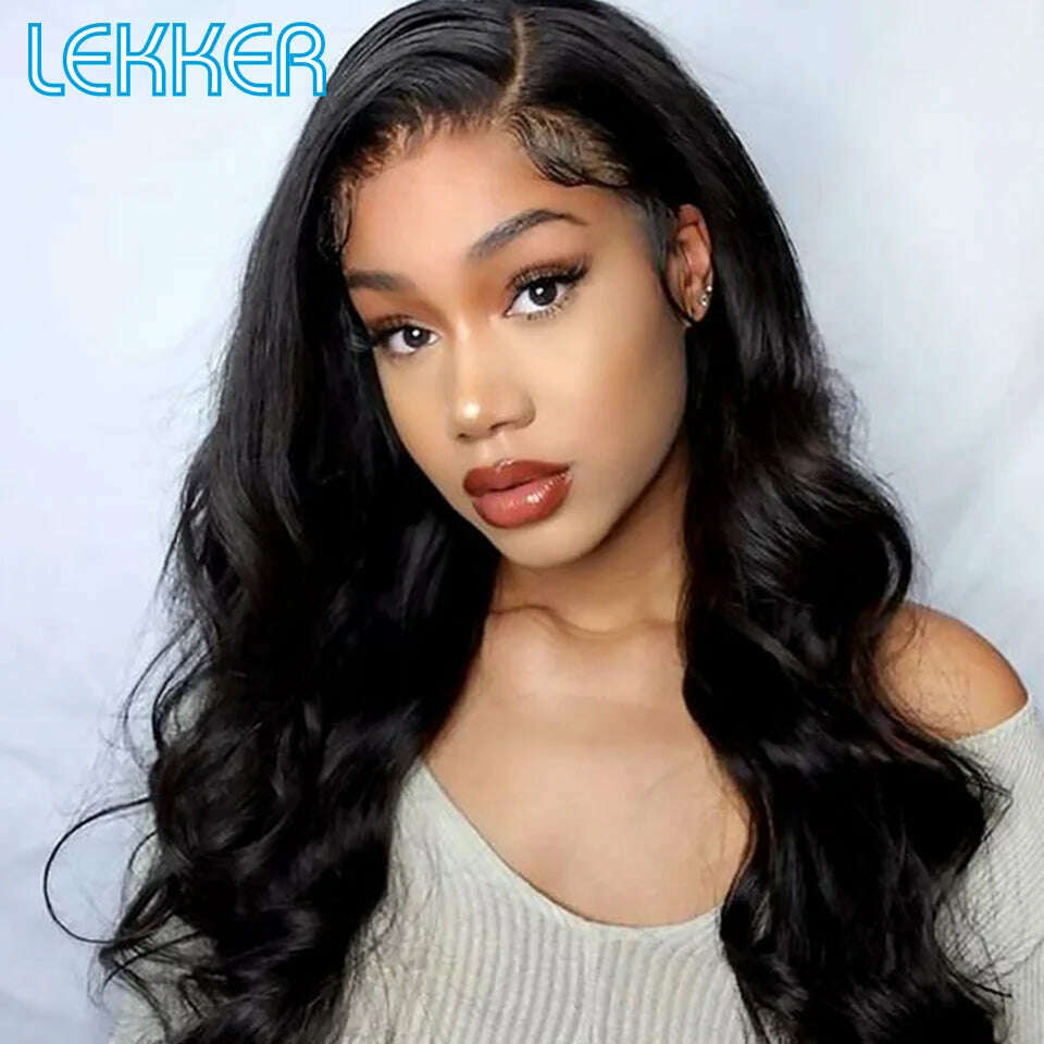 KIMLUD, Lekker Body Wave 13x4 Lace Frontal Human Hair Wigs For Women Pre Plucked Glueless Brazilian Remy Hair Wear to Go Long Wavy Wigs, 24inches, KIMLUD Womens Clothes