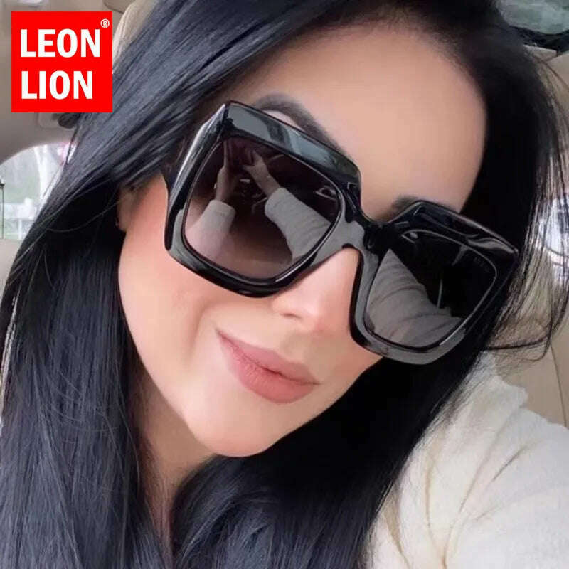 LeonLion Square Retro Sunglasses Women Oversized Leopard Eyewear Women/Men 2023 Brand Luxury Glasses Vintage Women Gafas De Sol - KIMLUD