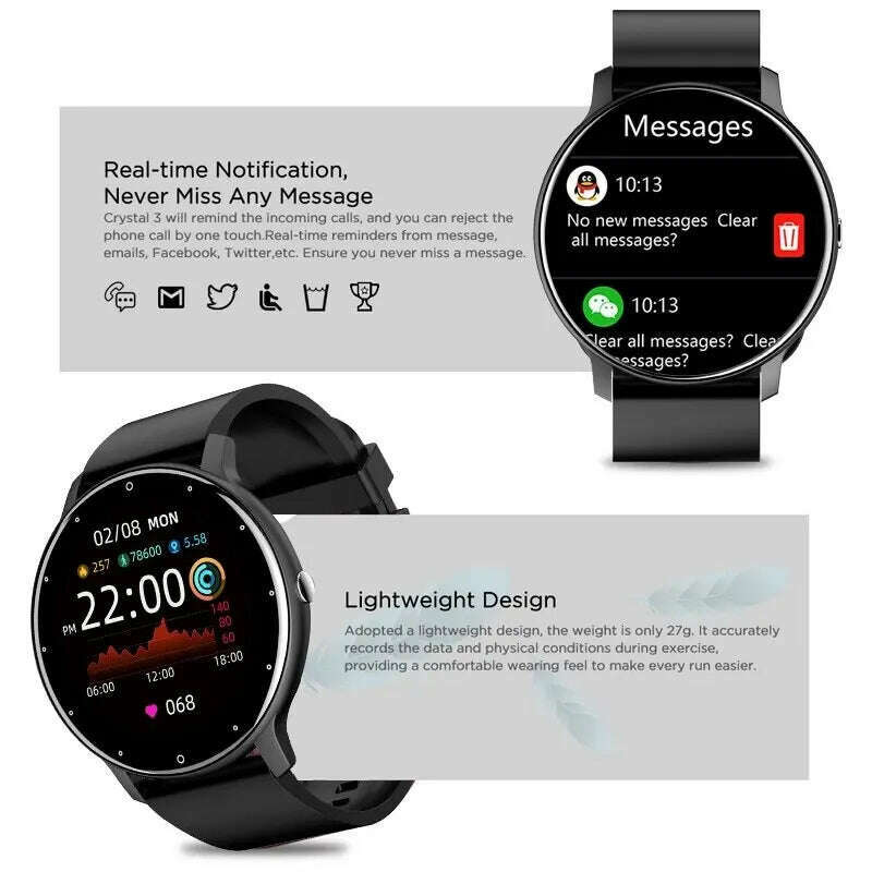 KIMLUD, LIGE 2024 New Men Smart Watch Real-time Activity Tracker Heart Rate Monitor Sports Women Smart Watch Men Clock For Android IOS, KIMLUD Womens Clothes