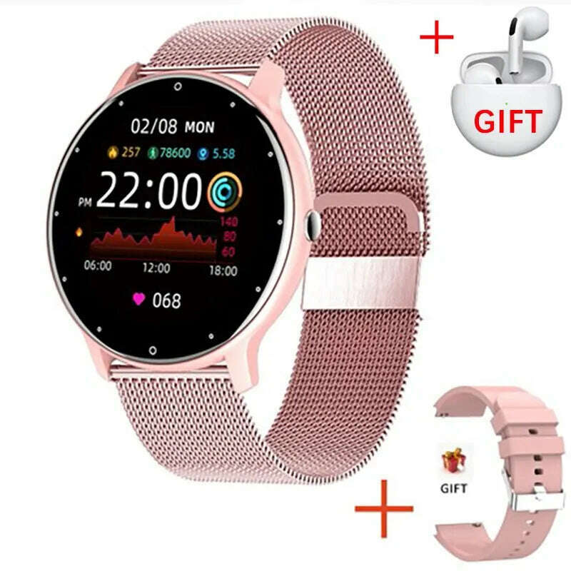 KIMLUD, LIGE 2024 New Men Smart Watch Real-time Activity Tracker Heart Rate Monitor Sports Women Smart Watch Men Clock For Android IOS, Pink Mesh Belt, KIMLUD Womens Clothes
