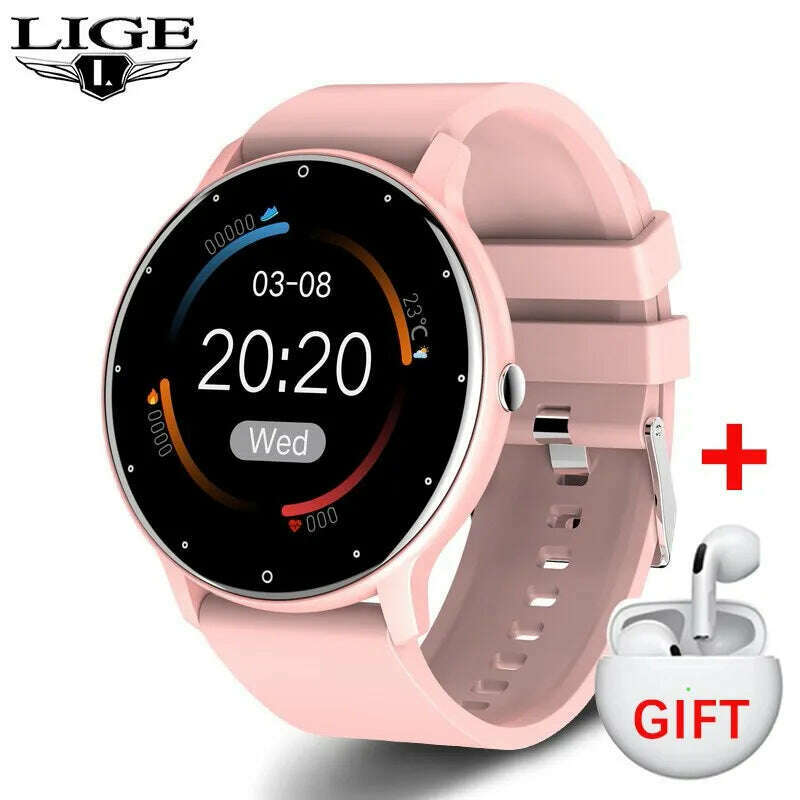KIMLUD, LIGE 2024 New Men Smart Watch Real-time Activity Tracker Heart Rate Monitor Sports Women Smart Watch Men Clock For Android IOS, Pink, KIMLUD Womens Clothes