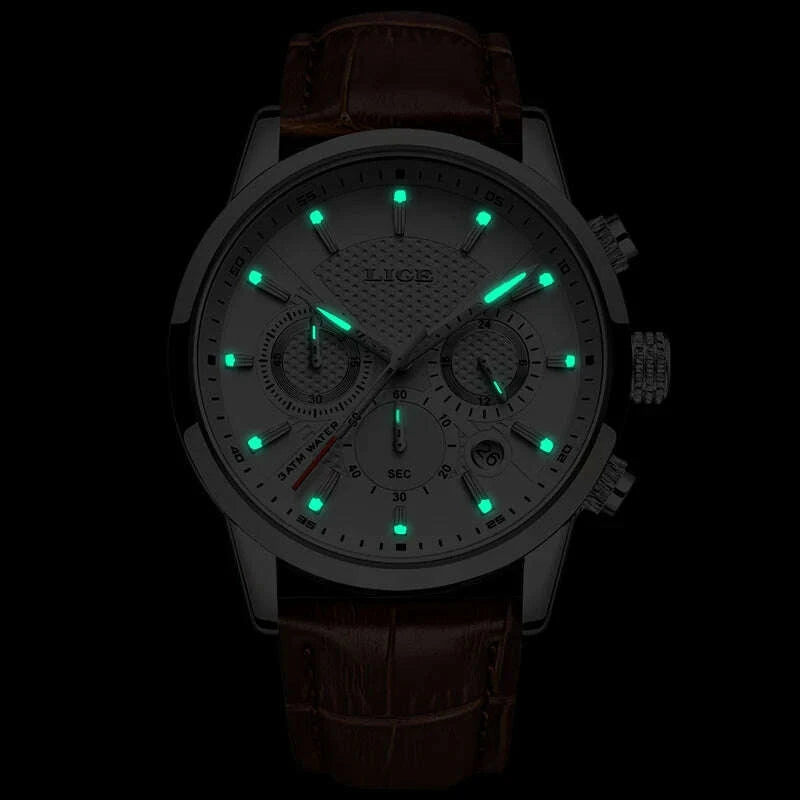 LIGE 2025 Watch Men Fashion Sports Quartz Clocks Mens Watches Top Brand Leather Military Waterproof Date Watch Relogio Masculino