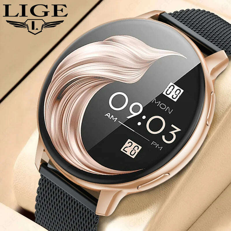 KIMLUD, LIGE Bluetooth Call Smart Watch Women Custom Dial Steel Watches Men Sports Fitness Tracker Heart Rate Smartwatch For Android IOS, KIMLUD Womens Clothes