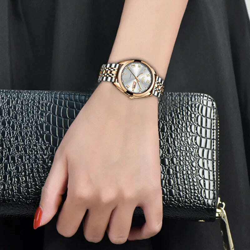 KIMLUD, LIGE Fashion Women Watches Ladies Top Brand luxury Waterproof Gold Quartz Watch Women Stainless Steel Date Wear Gift Clock 2021, KIMLUD Women's Clothes