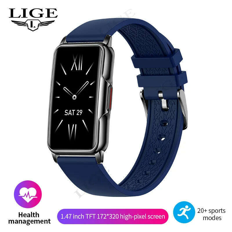 KIMLUD, LIGE New Sports Smart Watch Women Physiological Function Reminder Fitness Bracelet  Waterproof Custom Dial Ladies Smartwatch Men, blue, KIMLUD Womens Clothes