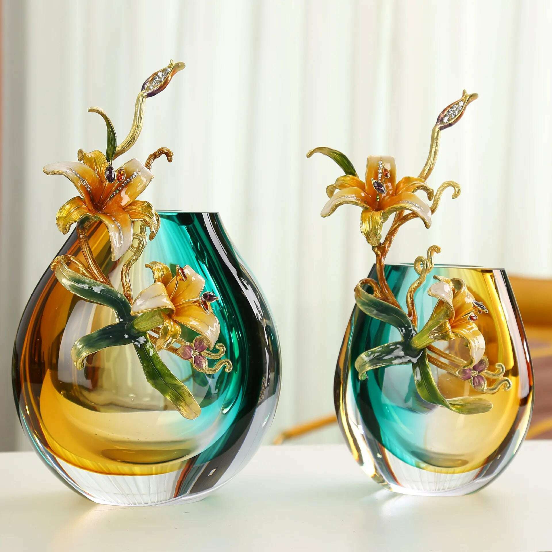 KIMLUD, Light Luxury Glaze Enamel Vase Living Room Dining Table Flower Arrangement Creates Ornaments Simple Home Decoration, KIMLUD Womens Clothes