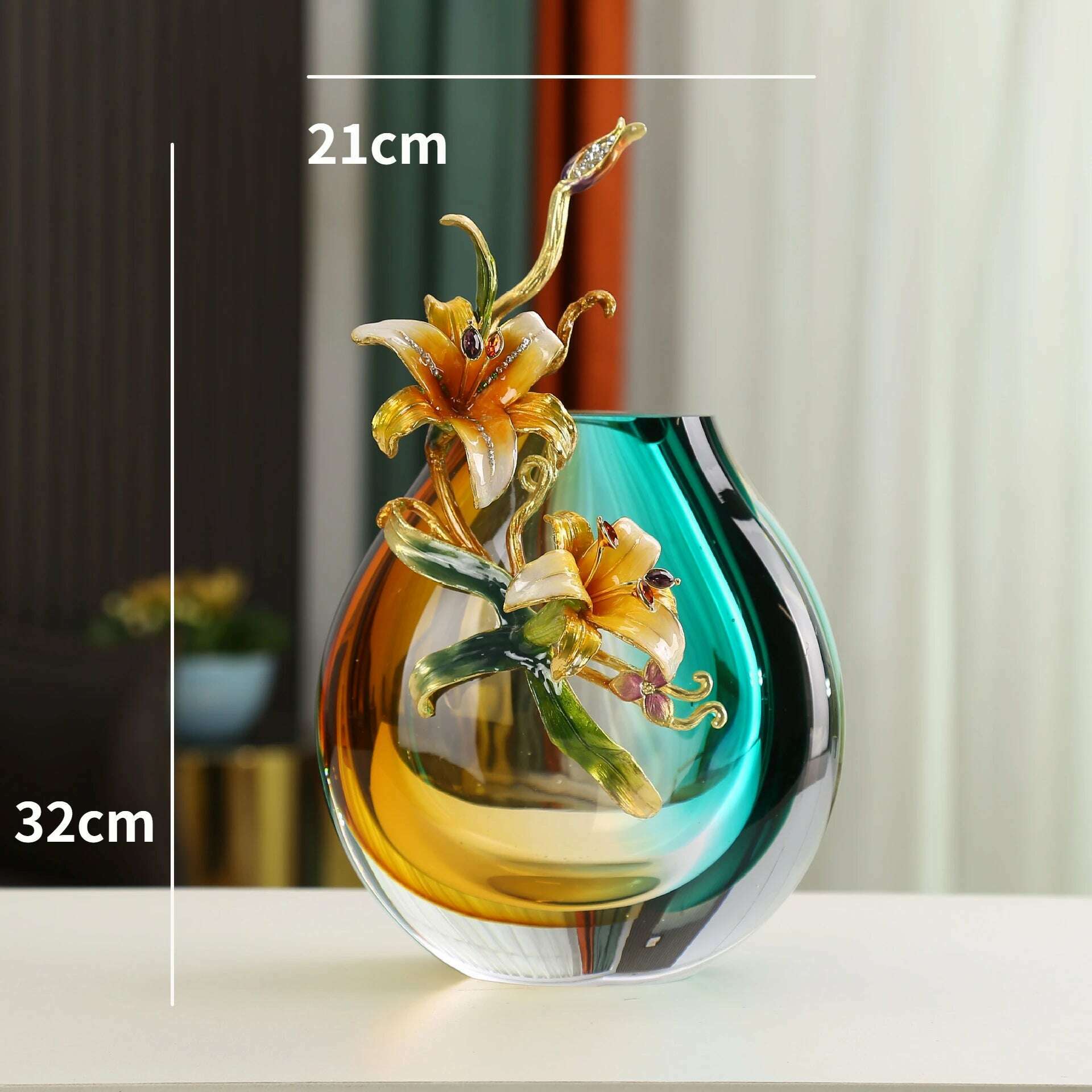 KIMLUD, Light Luxury Glaze Enamel Vase Living Room Dining Table Flower Arrangement Creates Ornaments Simple Home Decoration, Large size, KIMLUD Womens Clothes