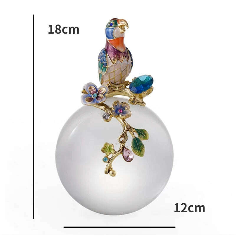 KIMLUD, Light Luxury High-grade Enamel Ornaments Allegorical Crystal Ball Alloy TV Cabinet Office Living Room Home Decorations, Small size, KIMLUD Womens Clothes