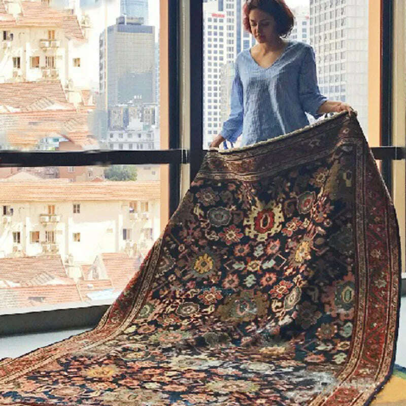 Light Luxury Morocco Bedroom Carpet Persian Style Living Room Rugs American Coffee Table Mat Home Vintage Bedside Entrance Mats, KIMLUD Women's Clothes