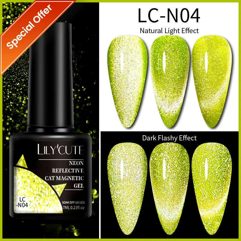 LILYCUTE 7ML Rainbow Glass Cat Magnetic Gel Nail Polish Super-Bright Colorful Glitter Sparkling Manicure Semi Permanent Nail Gel - KIMLUD