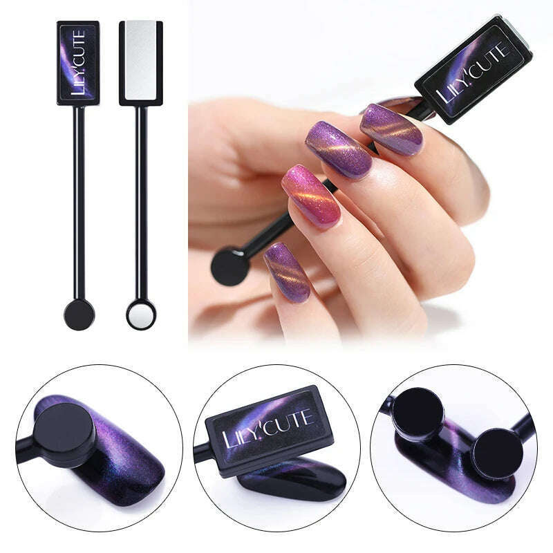 LILYCUTE 7ML Rainbow Glass Cat Magnetic Gel Nail Polish Super-Bright Colorful Glitter Sparkling Manicure Semi Permanent Nail Gel - KIMLUD
