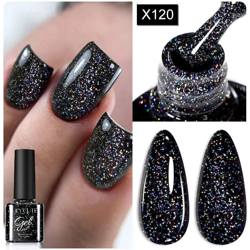 LILYCUTE 7ML Rainbow Glass Cat Magnetic Gel Nail Polish Super-Bright Colorful Glitter Sparkling Manicure Semi Permanent Nail Gel - KIMLUD