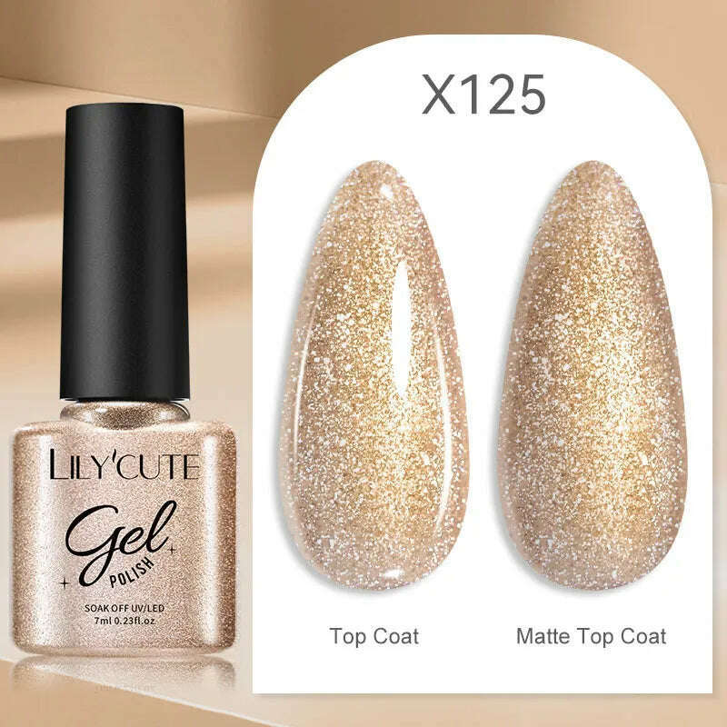 LILYCUTE 7ML Rainbow Glass Cat Magnetic Gel Nail Polish Super-Bright Colorful Glitter Sparkling Manicure Semi Permanent Nail Gel - KIMLUD