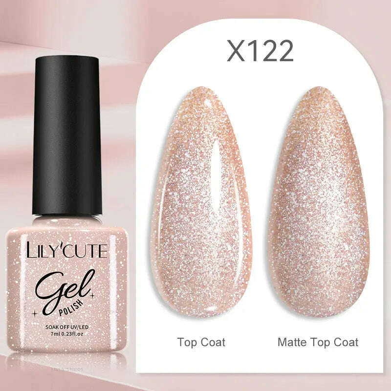 LILYCUTE 7ML Rainbow Glass Cat Magnetic Gel Nail Polish Super-Bright Colorful Glitter Sparkling Manicure Semi Permanent Nail Gel - KIMLUD