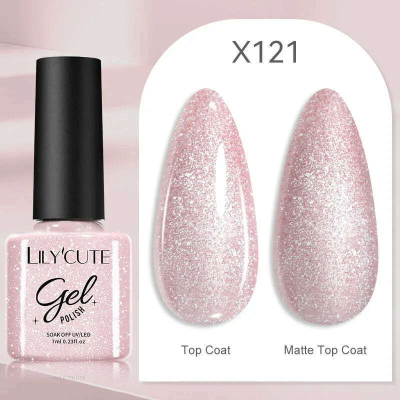 LILYCUTE 7ML Rainbow Glass Cat Magnetic Gel Nail Polish Super-Bright Colorful Glitter Sparkling Manicure Semi Permanent Nail Gel - KIMLUD