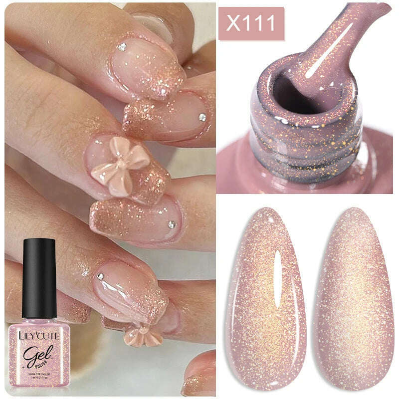 LILYCUTE 7ML Rainbow Glass Cat Magnetic Gel Nail Polish Super-Bright Colorful Glitter Sparkling Manicure Semi Permanent Nail Gel - KIMLUD