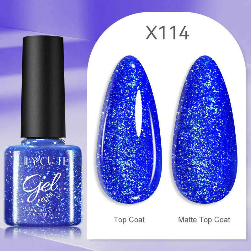 LILYCUTE 7ML Rainbow Glass Cat Magnetic Gel Nail Polish Super-Bright Colorful Glitter Sparkling Manicure Semi Permanent Nail Gel - KIMLUD