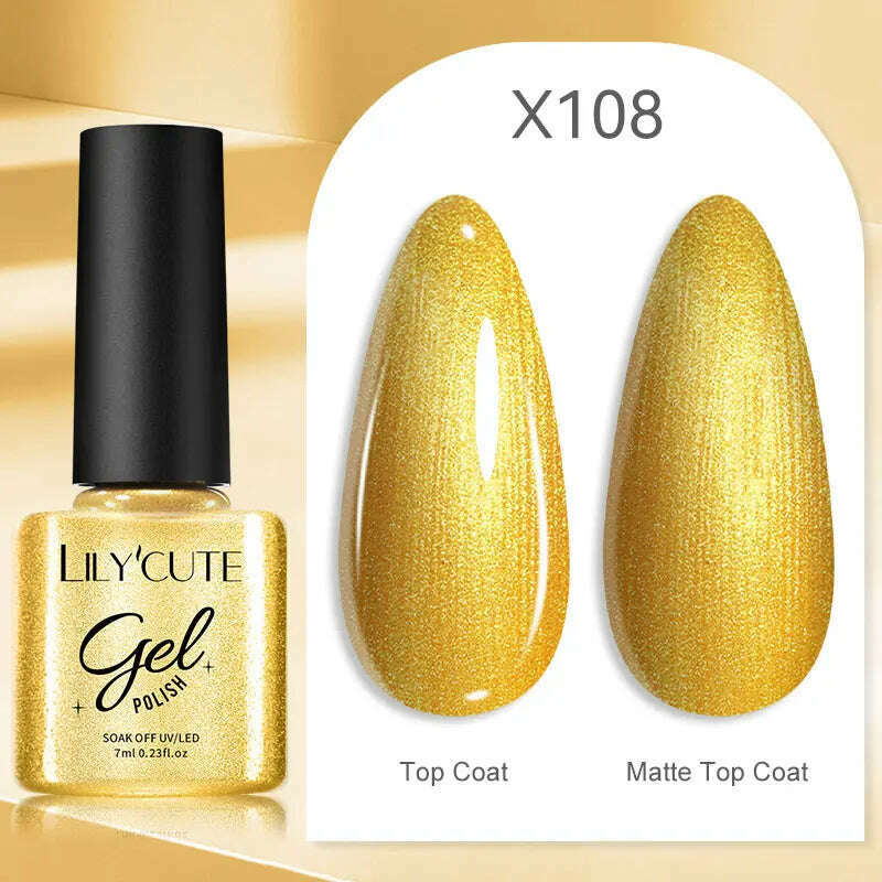 LILYCUTE 7ML Rainbow Glass Cat Magnetic Gel Nail Polish Super-Bright Colorful Glitter Sparkling Manicure Semi Permanent Nail Gel - KIMLUD