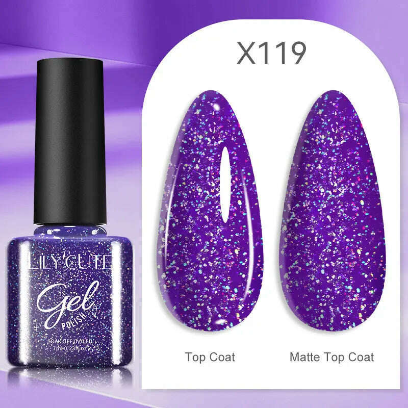 LILYCUTE 7ML Rainbow Glass Cat Magnetic Gel Nail Polish Super-Bright Colorful Glitter Sparkling Manicure Semi Permanent Nail Gel - KIMLUD