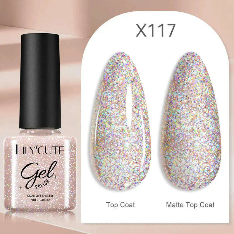 LILYCUTE 7ML Rainbow Glass Cat Magnetic Gel Nail Polish Super-Bright Colorful Glitter Sparkling Manicure Semi Permanent Nail Gel - KIMLUD