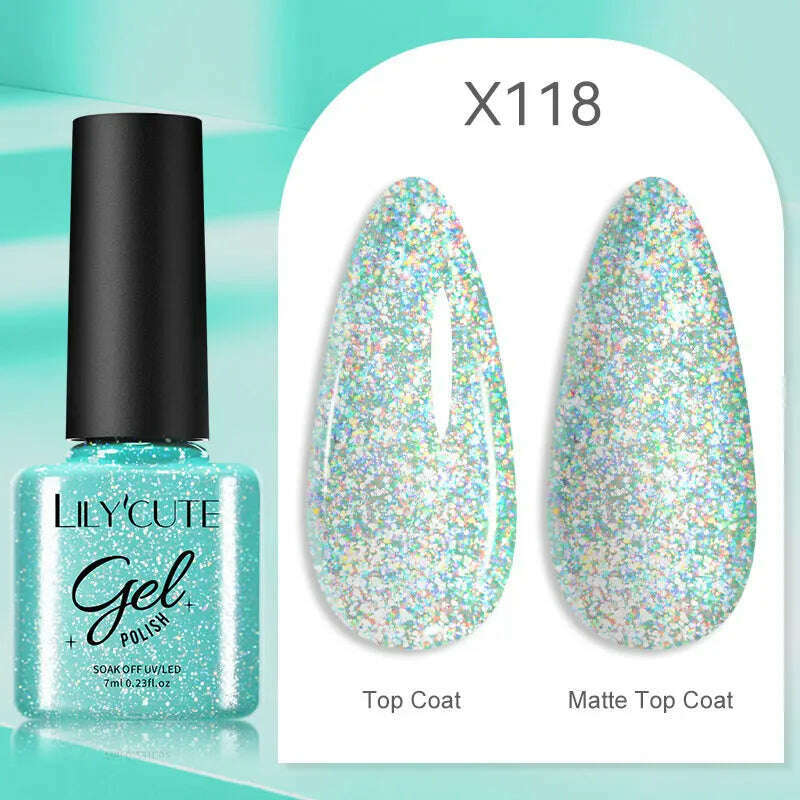 LILYCUTE 7ML Rainbow Glass Cat Magnetic Gel Nail Polish Super-Bright Colorful Glitter Sparkling Manicure Semi Permanent Nail Gel - KIMLUD
