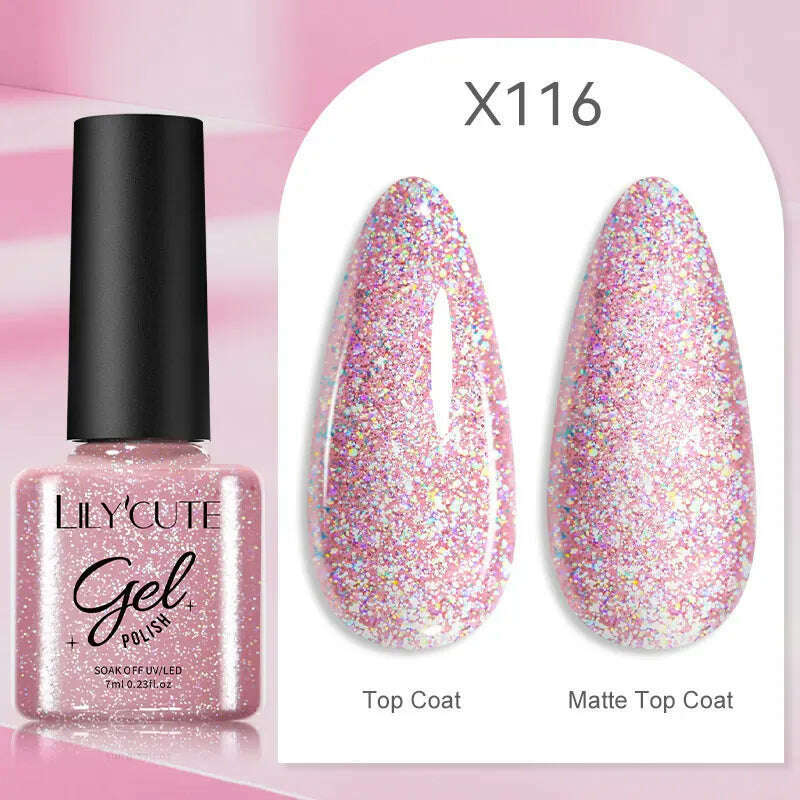 LILYCUTE 7ML Rainbow Glass Cat Magnetic Gel Nail Polish Super-Bright Colorful Glitter Sparkling Manicure Semi Permanent Nail Gel - KIMLUD