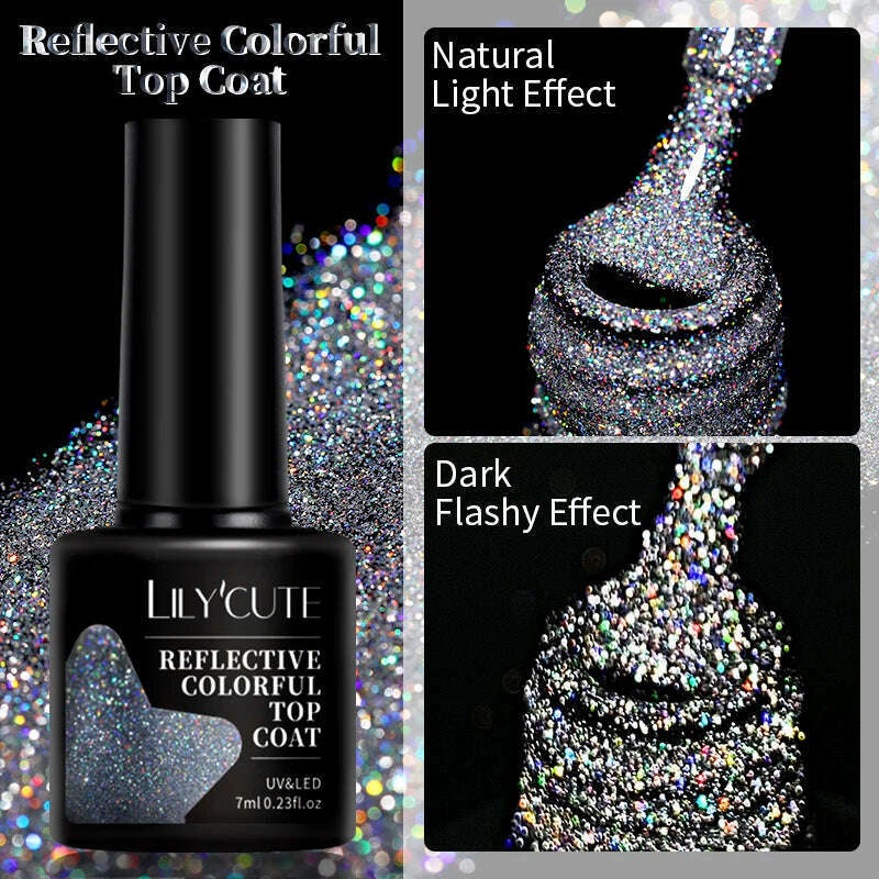 LILYCUTE 7ML Sparkling Glitter Rainbow Cat Magnetic Gel Nail Polish 9D Colorful Semi Permanent Soak Off Nail Art UV Gel Varnish - KIMLUD