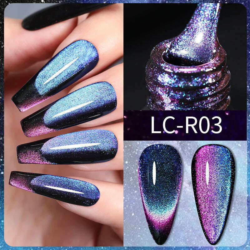 LILYCUTE 7ML Sparkling Glitter Rainbow Cat Magnetic Gel Nail Polish 9D Colorful Semi Permanent Soak Off Nail Art UV Gel Varnish - KIMLUD