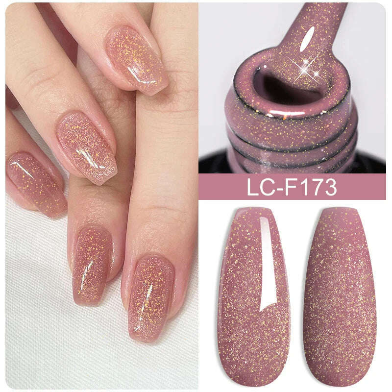 LILYCUTE 7ML Sparkling Glitter Rainbow Cat Magnetic Gel Nail Polish 9D Colorful Semi Permanent Soak Off Nail Art UV Gel Varnish - KIMLUD