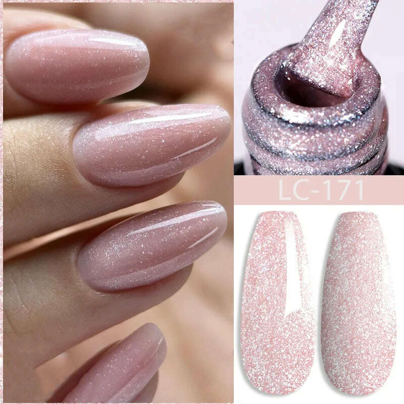 LILYCUTE 7ML Sparkling Glitter Rainbow Cat Magnetic Gel Nail Polish 9D Colorful Semi Permanent Soak Off Nail Art UV Gel Varnish - KIMLUD