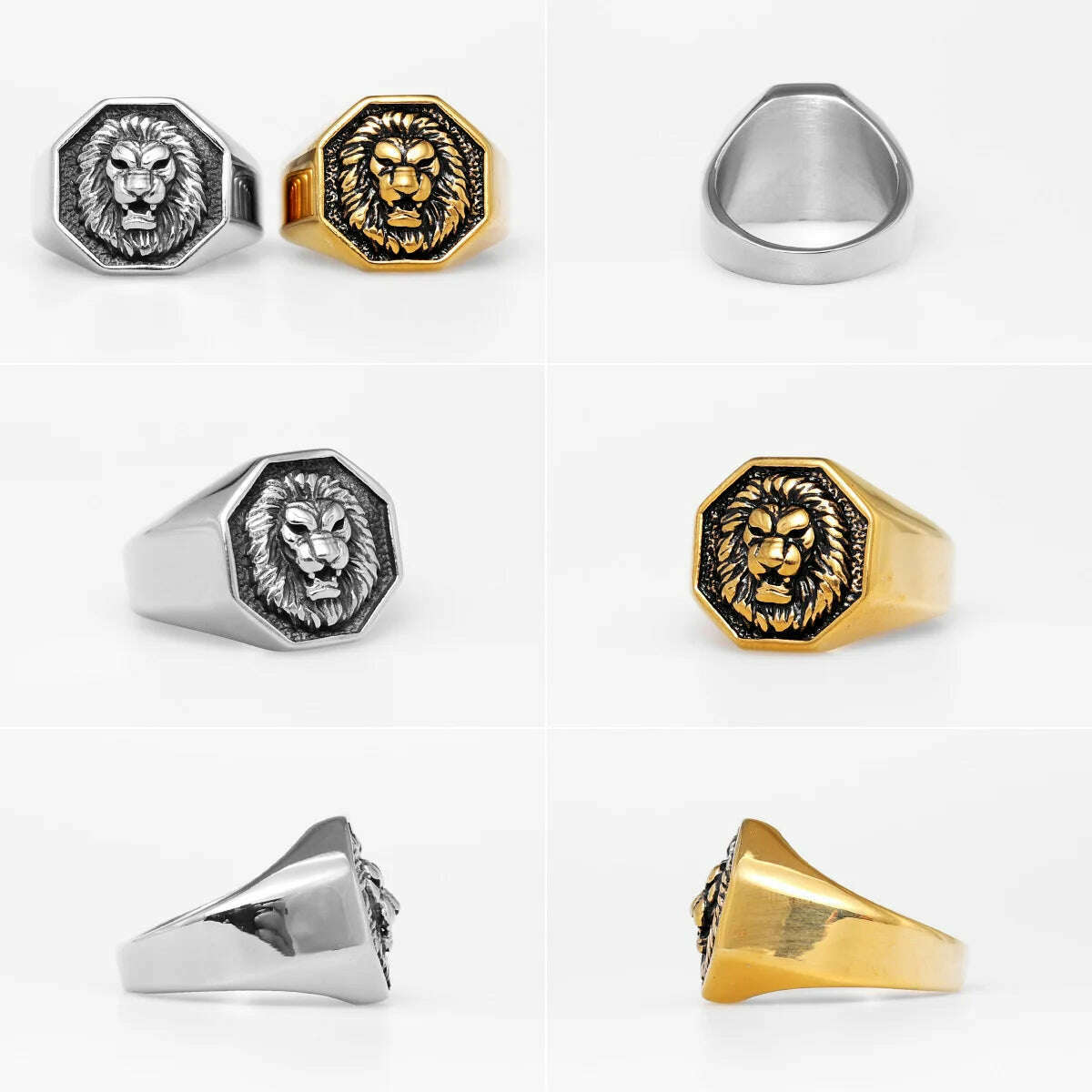 Lion King Animal Stainless Steel Mens Womens Rings Punk Trendy Unique for Couple Male Biker Jewelry Creativity Gift Wholesale - KIMLUD