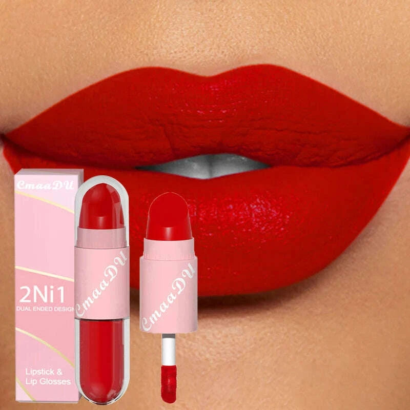 Lipstick - 2 In 1 Matte Lipstick - Double-Ended - Assorted Colors | KIMLUD
