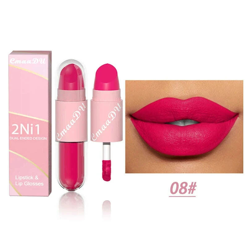 Lipstick - 2 In 1 Matte Lipstick - Double-Ended - Assorted Colors | KIMLUD
