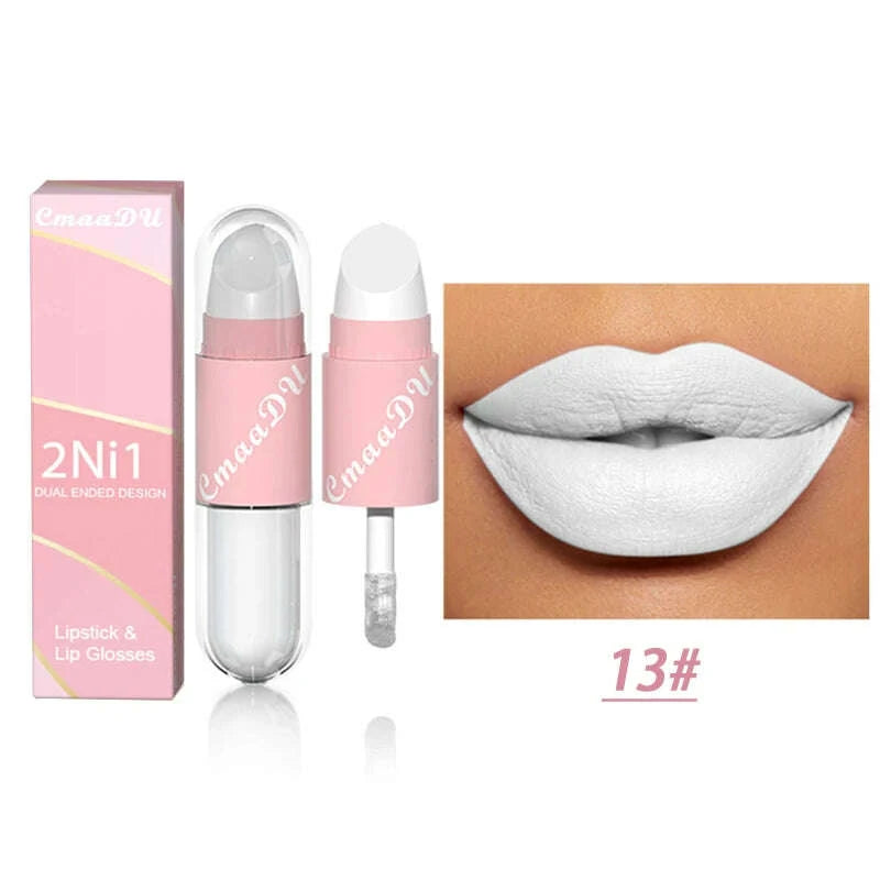 Lipstick - 2 In 1 Matte Lipstick - Double-Ended - Assorted Colors | KIMLUD