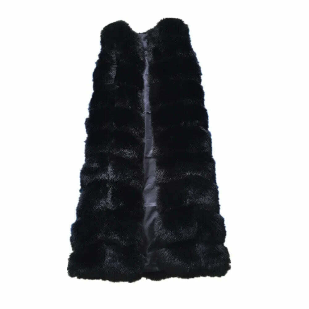 KIMLUD, Lisa Colly Fashion Winter Super Long Fur Vest  Women Luxury Faux Fox Fur Vest Furry Slim Woman Fake Fur Coat Jacket Long Outwear, KIMLUD Womens Clothes