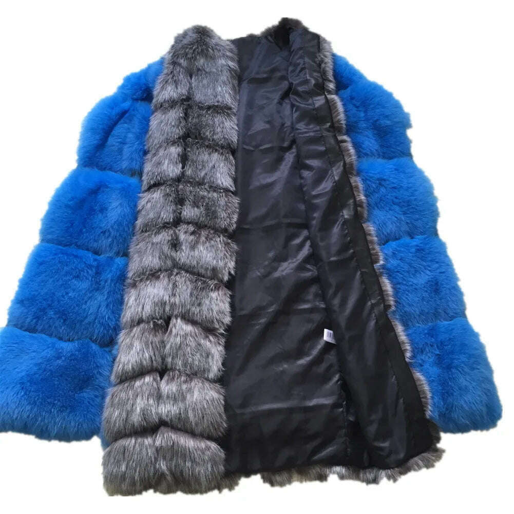KIMLUD, Lisa Colly Fashion Winter Super Long Fur Vest  Women Luxury Faux Fox Fur Vest Furry Slim Woman Fake Fur Coat Jacket Long Outwear, KIMLUD Women's Clothes
