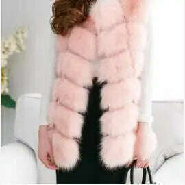 KIMLUD, Lisa Colly Fashion Winter Super Long Fur Vest  Women Luxury Faux Fox Fur Vest Furry Slim Woman Fake Fur Coat Jacket Long Outwear, Pink(AE存量)****** / S, KIMLUD Womens Clothes