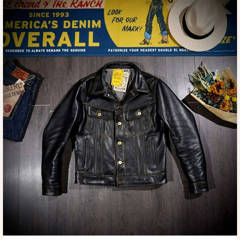 KIMLUD, LKH1038 Asian Size Super Top Quality Heavy Genuine Japan Teacore Horse Leather Slim Classic Horsehide Stylish Rider Jacket, cowhide / S 102cm chest / CHINA, KIMLUD APPAREL - Womens Clothes