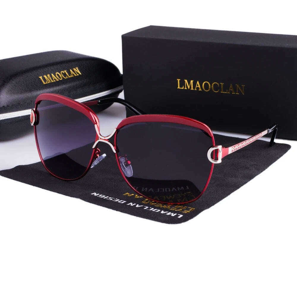 KIMLUD, LMAOCLAN Polarized Ladies Sunglasses Women Gradient Lens Round Sun Glasses Square Luxury Brand Oculos Lunette De Soleil Femme, KIMLUD Womens Clothes