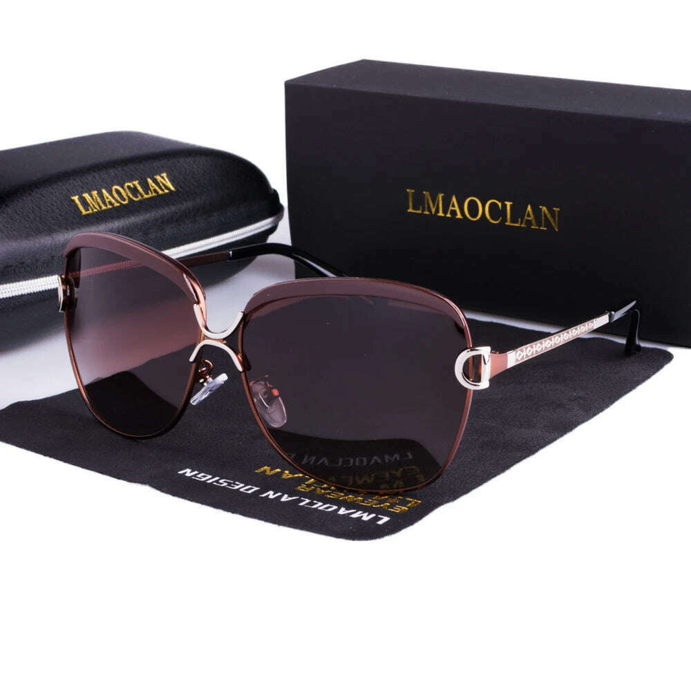 KIMLUD, LMAOCLAN Polarized Ladies Sunglasses Women Gradient Lens Round Sun Glasses Square Luxury Brand Oculos Lunette De Soleil Femme, KIMLUD Womens Clothes