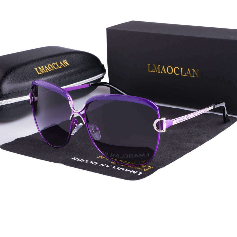 KIMLUD, LMAOCLAN Polarized Ladies Sunglasses Women Gradient Lens Round Sun Glasses Square Luxury Brand Oculos Lunette De Soleil Femme, KIMLUD Womens Clothes