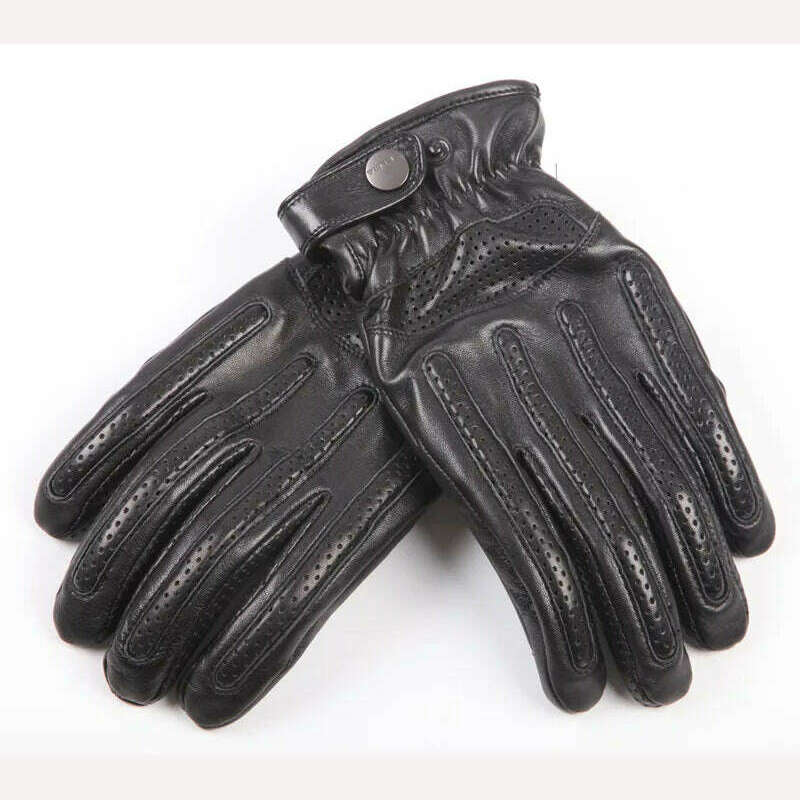 KIMLUD, Locomotive Lambskin Gloves For Men European and American Retro Brown Male Protective Gear Professional Riding Leather Mittens, black / M palm 19 21 cm, KIMLUD APPAREL - Womens Clothes
