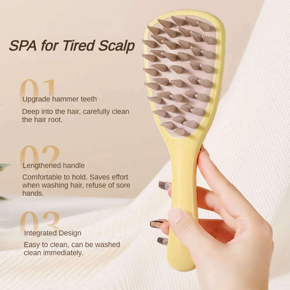KIMLUD, Long Handle Shampoo Brush Silicone Scalp Massage Comb Hair Washing Brush Head Massager Bath Brush Body Scrubber Hair Accessories, KIMLUD Womens Clothes