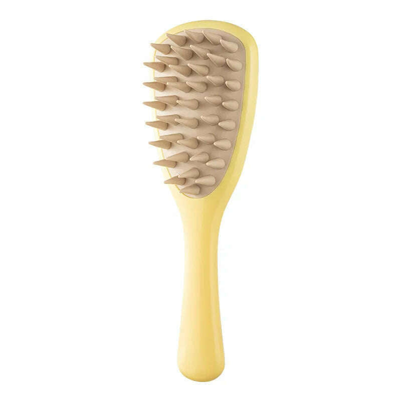 KIMLUD, Long Handle Shampoo Brush Silicone Scalp Massage Comb Hair Washing Brush Head Massager Bath Brush Body Scrubber Hair Accessories, CHINA / yellow, KIMLUD Womens Clothes
