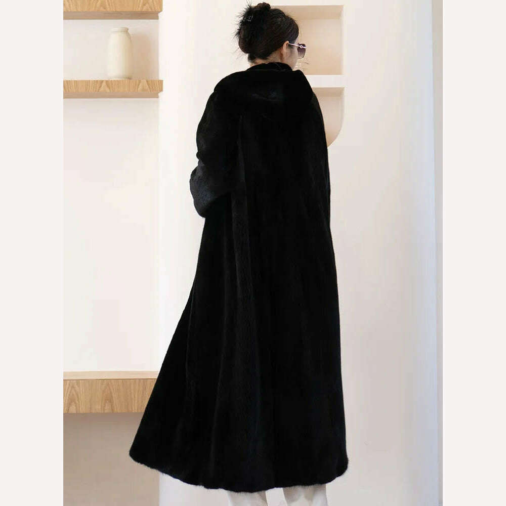 KIMLUD, Long Mink Fur Coat Women 2024 Winter New Fashion Thick Warmth Hooded Loose Faux Fur Coat, KIMLUD Womens Clothes
