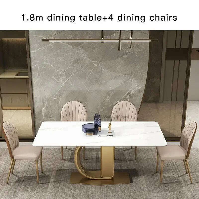 KIMLUD, Long Rectangular Dinning Table Designer Restaurant Dinning Table Conference Coffee Muebles De Cocina Garden Furniture Sets GM, 1.8m table set, KIMLUD APPAREL - Womens Clothes