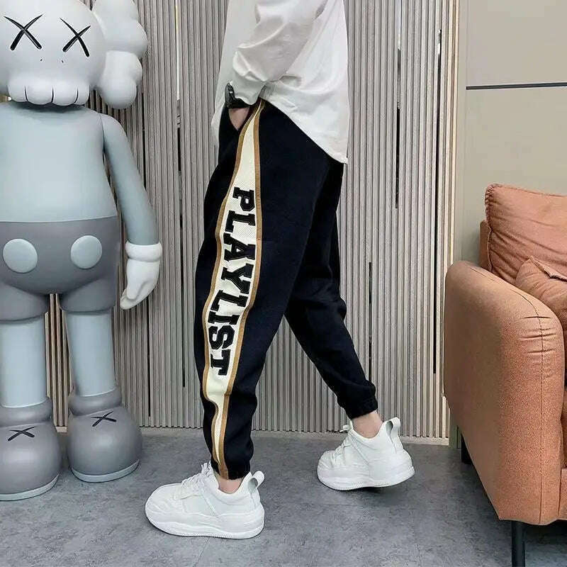 KIMLUD, Loose Jogger Sweatpants Letter Print Fashion Hip Hop Streetwear Korean Style Pants New Luxury Brand Men's Clothing, Asia M 50-60kg / black, KIMLUD Women's Clothes
