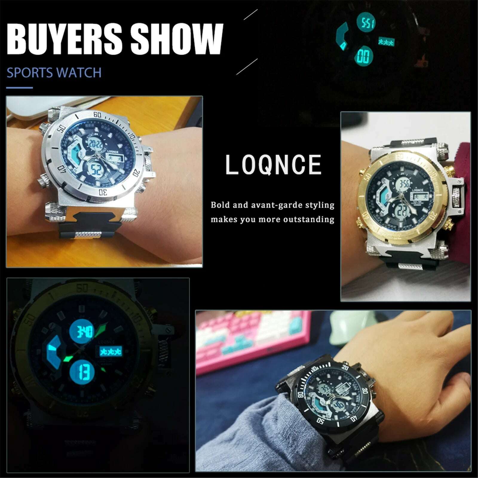 KIMLUD, LOQNCE S8022 New Men's Watch Quartz Electronic Dual Movement Alarm Clock Calendar Week Multifunctional Waterproof Men's Watch, KIMLUD Womens Clothes